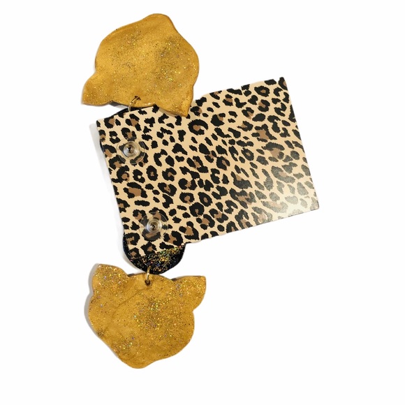 Tiger Frenzy Tiger Face Earring Dangles with Posts - Picture 3 of 3